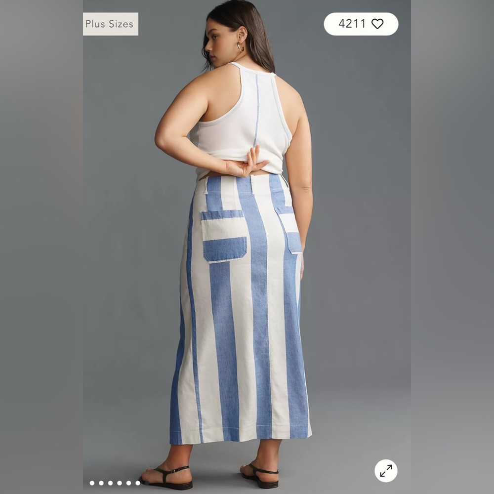NWT Anthropologie The Colette Maxi Skirt by Maeve Preppy Stripe Large - Picture 7 of 9